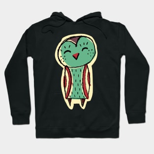 Tall and Green Cute Simple Owl Illustration Hoodie